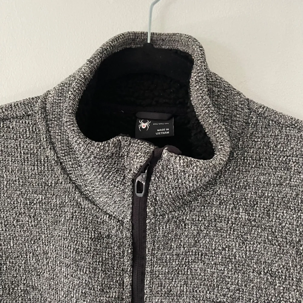 Spyder Men's Expo Charcoal Heather Full Zip Jacket Pocket Faux Shearling Lined M